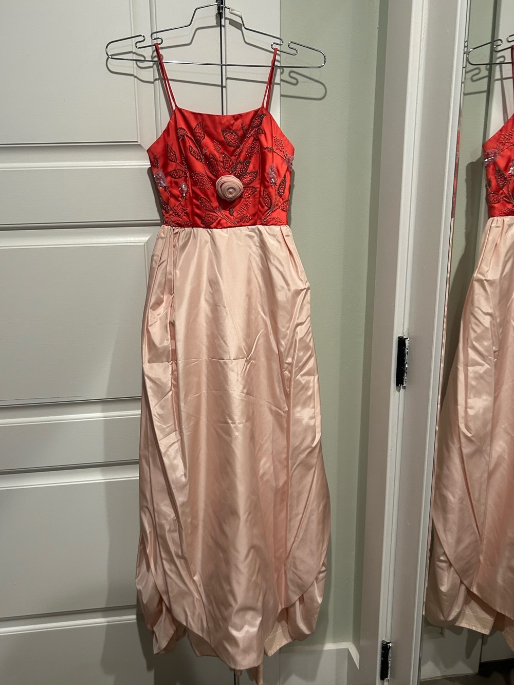 Vintage 50s-60s Two-Tone Satin Evening Dress